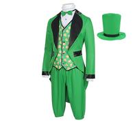 Men Leprechaun Costume - Polyester Cotton S-XXL, Irish Green Costume, Classic Elements Design | Adult Fancy Dress For Birthday Parties, Celebrations, Stage Shows, Pretend Games, Costumes Props
