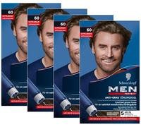 Men Perfect Gel tinta anti-grigio 60 marrone medio (4 x 80 ml), colore per capelli da uomo dissolve i capelli grigi, tinta anti-grigia per un risultato naturale