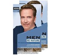 Men Perfect Re-Nature Uomini Biondo medio fino a marrone medio (2 x 145 ml), crema ri-pigmentante, ripristina il colore dei capelli naturali senza capelli e nasconde delicatamente i capelli grigi