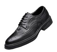 Men’s British Style Leather Oxford Shoes Classic Lace-Up Breathable Low Top Business Shoes Comfortable & Stylish(Black,39 EU)