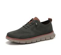 Men’s Business Casual Oxford Sneakers-Lightweight Lace-Up Dress Shoes for Work,Travel & Daily Commute (Military Green-Grey Base,44)