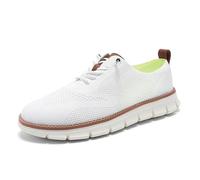 Men’s Business Casual Oxford Sneakers-Lightweight Lace-Up Dress Shoes for Work,Travel & Daily Commute (White,43)