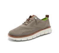 Men’s Business Casual Oxford Sneakers-Lightweight Lace-Up Dress Shoes for Work,Travel & Daily Commute (Khaki,44)