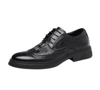 Men’s Classic Lace Up Italian Print Leather Oxfords Rubber Sole Dress Shoes for Work and Party(Black,40 EU)