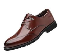 Men’s Classic Lace-Up Leather Oxford Shoes Height-Increasing Office Dress Shoes Comfortable & Stylish(Brown,38 EU)