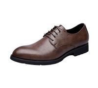 Men’s Comfort Lace Up Oxford Dress Shoes Orthopedic Leather Brogue Business Formal Footwear(Brown,44 EU)