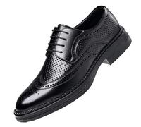 Men’s Luxury Leather Height-Increasing Dress Shoes Hollowout Lace-Up Formal Business Shoes Comfortable & Stylish(Black,40 EU)
