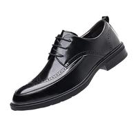 Men’s Modern Vintage Brogue Leather Shoes Low Top Casual Dress Shoes for Prom & Formal Events(Black,38 EU)