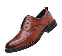 Men’s Modern Vintage Brogue Leather Shoes Low Top Casual Dress Shoes for Prom & Formal Events(Brown,43 EU)
