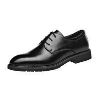Men’s Orthopedic Comfort Lace Up Oxford Shoes PU Leather Pointed Toe Low Top Business Dress Shoes(Black,44 EU)