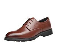 Men’s Orthopedic Comfort Lace Up Oxford Shoes PU Leather Pointed Toe Low Top Business Dress Shoes(Brown,42 EU)