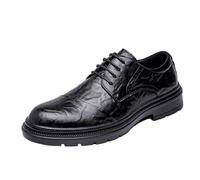 Men’s Round Toe Height Increase Oxford Shoes Black Leather Lace Up Formal Business Dress Shoes(39 EU)