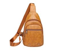 Men’s Sling Shoulder Bag - Stylish PU Leather Chest Pack | Small Travel Day Bag with Adjustable Strap, Casual crosbody Messenger for Shopping, Cycling, Hiking, Work, Compact Portable Accessory