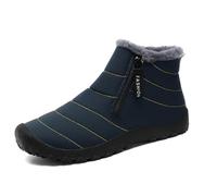 Men’s Snow Boots - Warm Plush Lined, Waterproof Cloth Upper, Easy Slip-On Outdoor Boots with Non-Slip Rubber Sole (Blue,47)