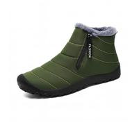 Men’s Snow Boots - Warm Plush Lined, Waterproof Cloth Upper, Easy Slip-On Outdoor Boots with Non-Slip Rubber Sole (Green,47)