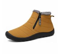 Men’s Snow Boots - Warm Plush Lined, Waterproof Cloth Upper, Easy Slip-On Outdoor Boots with Non-Slip Rubber Sole (Yellow,47)