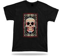 Men' S Tshirt Tee Shirt Birthday Gift Idea Floral Skull Mexican Day of The Dead Black L