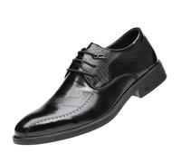 Men’s Vintage Lace Up Leather Oxford Shoes Height Increase Non Slip Fashionable Office Business Footwear(Black,40 EU)