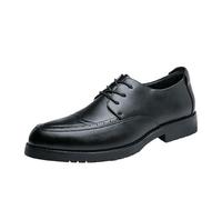 Men’s Vintage Lace-Up Leather Oxford Shoes Height-Increasing Round Toe Formal Office Working Shoes Comfortable & Stylish(41 EU)