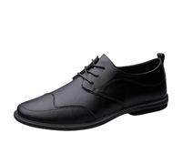 Men’s Vintage Lace-Up Leather Oxford Shoes Plain Toe Office Uniform Shoes Comfortable & Classic(Black,44 EU)