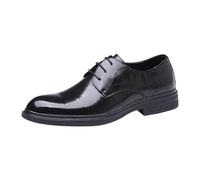Men’s Waterproof Black Lace Up Pointed Toe Leather Dress Shoes Formal Wedding Prom Oxfords(42 EU)