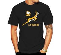 Men Short Sleeve Tshirt Springbok Rugby South Africa T Shirt Black L Black XXL