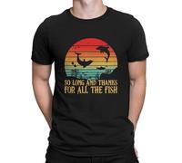Men So Long And Thanks for all The Fish Vintage T Shirt Black M