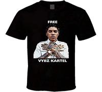 Men T Shirt Fashion Bandit Free Vybz Kartel Gaza Rap Hip Hop Er Jamaica Reggae T-Shirt Novelty Tshirt Black M