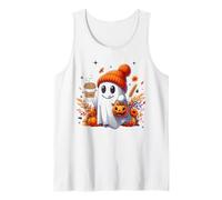 Men Women Autumn Cute Ghost Drinking Coffee Halloween Spooky Canotta