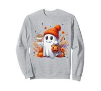 Men Women Autumn Cute Ghost Drinking Coffee Halloween Spooky Felpa