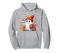 Men Women Autumn Cute Ghost Drinking Coffee Halloween Spooky Felpa con Cappuccio