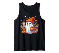 Men Women Autumn Cute Ghost Drinking Coffee Spooky Halloween Canotta