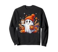 Men Women Autumn Cute Ghost Drinking Coffee Spooky Halloween Felpa
