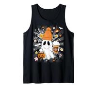 Men Women Autumn Cute Spooky Ghost Drinking Coffee Halloween Canotta
