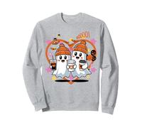 Men Women Autumn Spooky Halloween Cute Ghost Drinking Coffee Felpa