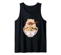 Men Women Kids Cute Capybara Eating Ramen Japanese Noodles Canotta