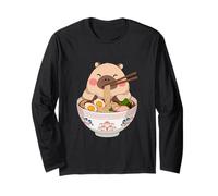 Men Women Kids Cute Capybara Eating Ramen Japanese Noodles Maglia a Manica