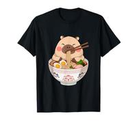Men Women Kids Cute Capybara Eating Ramen Japanese Noodles Maglietta