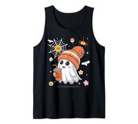 Men Women Kids Cute Ghost Drinking Coffee Spooky Halloween Canotta