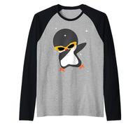 Men Women Kids Cute Penguin Dabbing Animals Wildlife Parties Maglia con Maniche Raglan