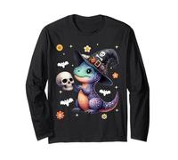Men Women Kids Dinosaur Spooky Halloween Trendy Groovy Retro Maglia a Manica