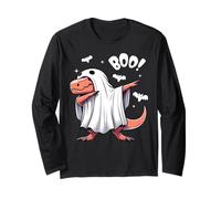 Men Women Kids Funny Dabbing Dinosaur Spooky Halloween Boo Maglia a Manica