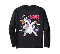 Men Women Kids Funny Dabbing Unicorn Boo Spooky Halloween Maglia a Manica