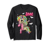 Men Women Kids Funny Dabbing Unicorn Boo Spooky Halloween Maglia a Manica