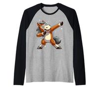 Men Women Kids Funny Horse Dabbing Animals Wildlife Parties Maglia con Maniche Raglan