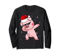 Men Women Kids Funny Pig Dabbing Animals Wildlife Christmas Maglia a Manica