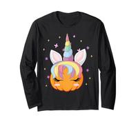 Men Women Kids Groovy Pumpkin Unicorn Boo Spooky Halloween Maglia a Manica