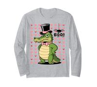 Men Women Kids Groovy Retro Funny Alligator Spooky Halloween Maglia a Manica
