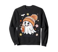 Men Women Kids Spooky Halloween Cute Ghost Drinking Coffee Felpa
