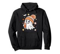Men Women Kids Spooky Halloween Cute Ghost Drinking Coffee Felpa con Cappuccio